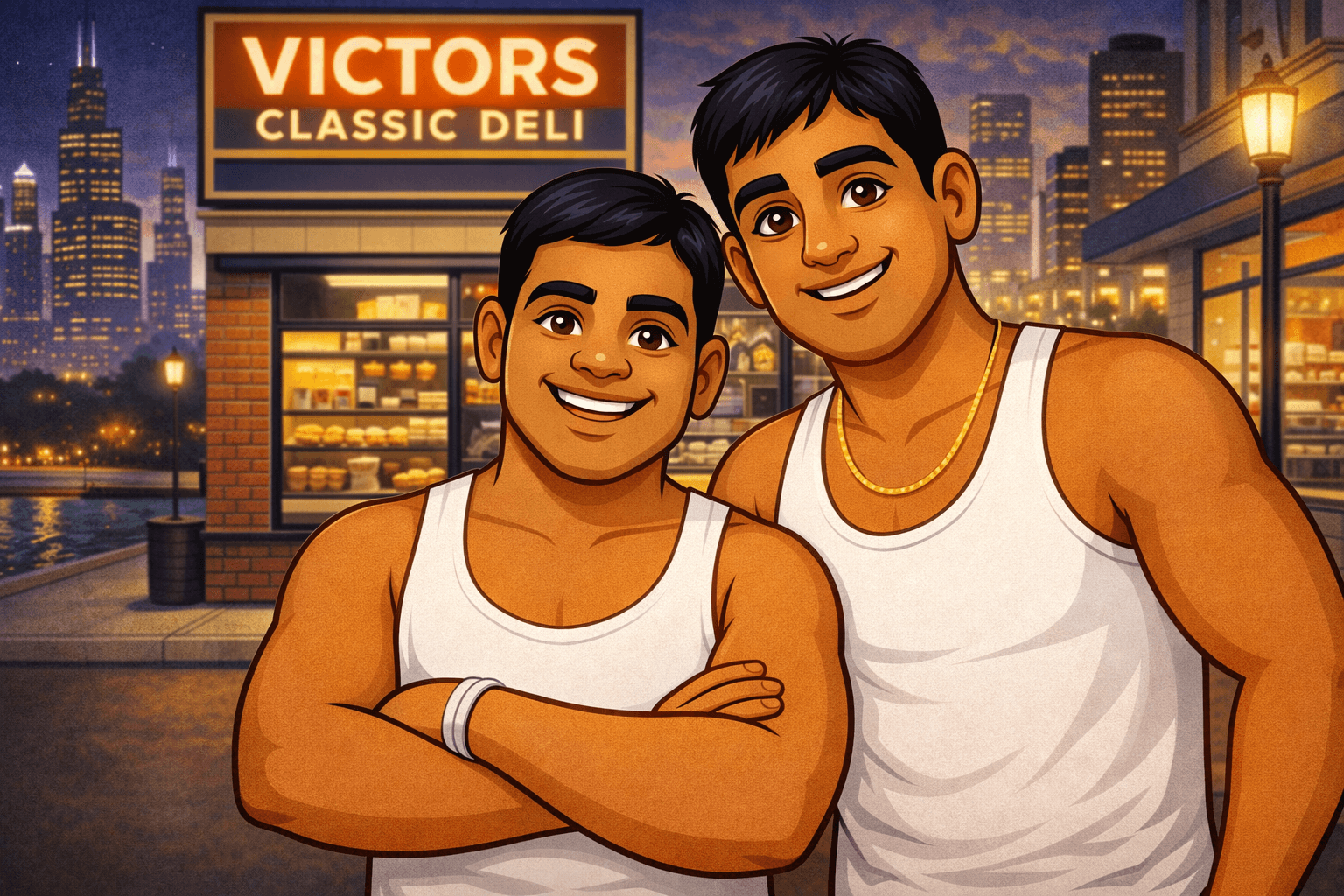Cartoon Victor and Niraj — a brotherhood remembered